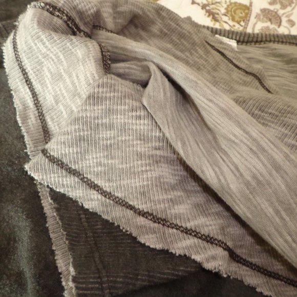 Lula B V-Neck Hi-Lo Heather Burn Out Tunic M Short Raglan Sleeves - Picture 15 of 16